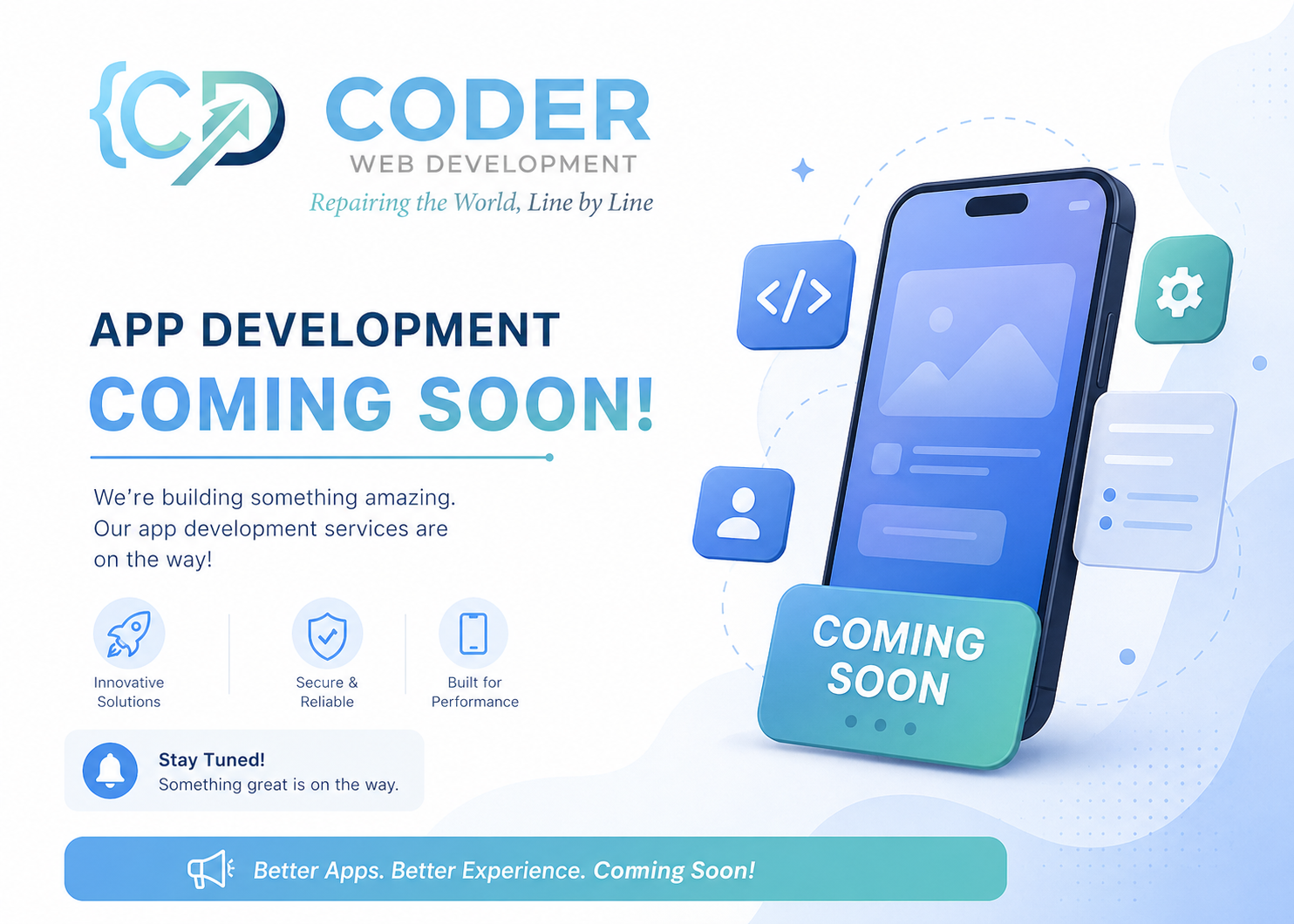 CODER mobile app coming soon image